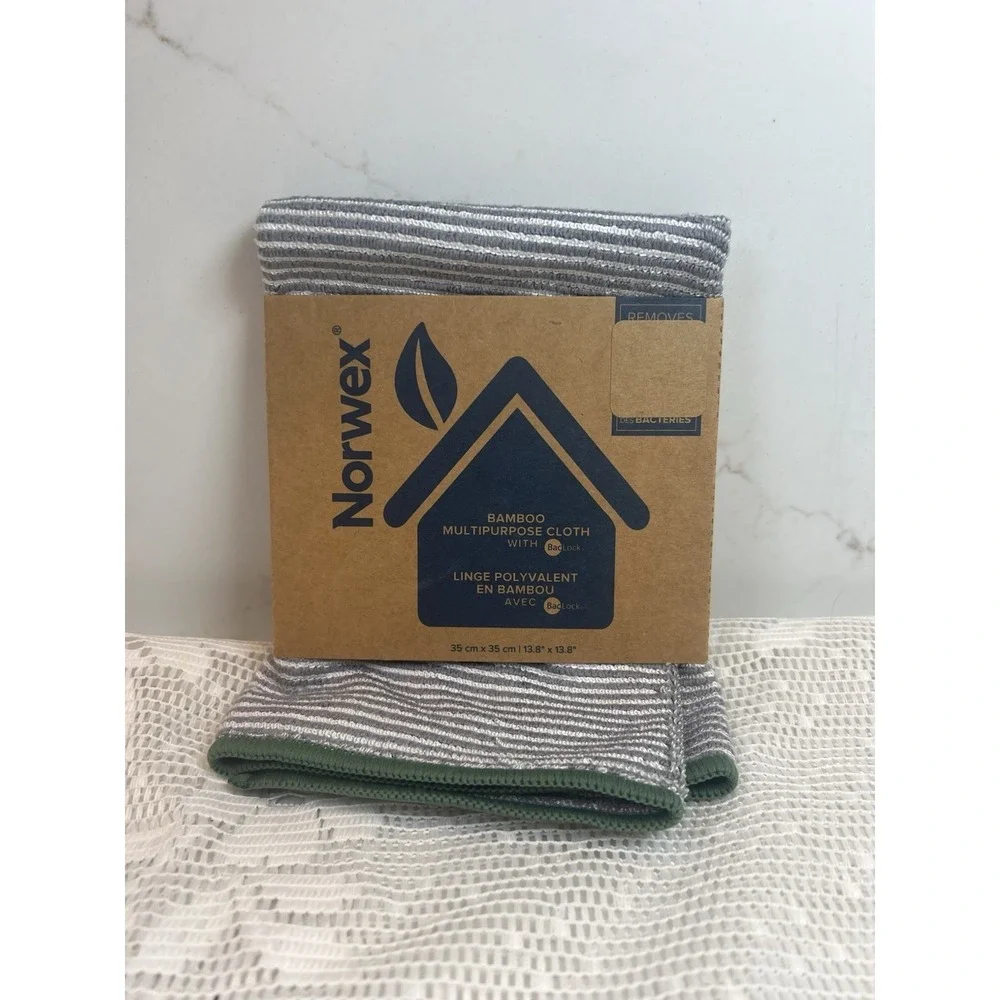 Norwex Bamboo Multipurpose Cloth BacLock Graphite Green Trim